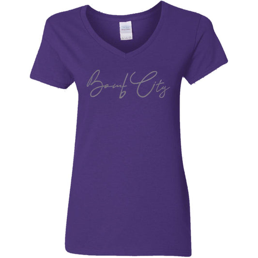 Bomb City Ladies' 5.3 oz. V-Neck T-Shirt (Available in Multiple Colors)