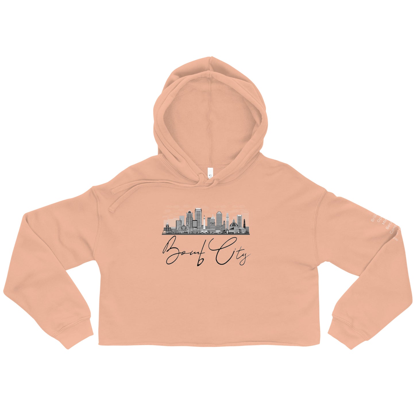 Women's Crop Bomb City Skyline Hoodie (Available in Multiple Colors)